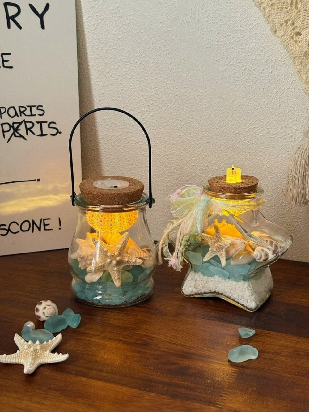 Seashell Star‑Shaped Glass Wishing Bottle With LED Light